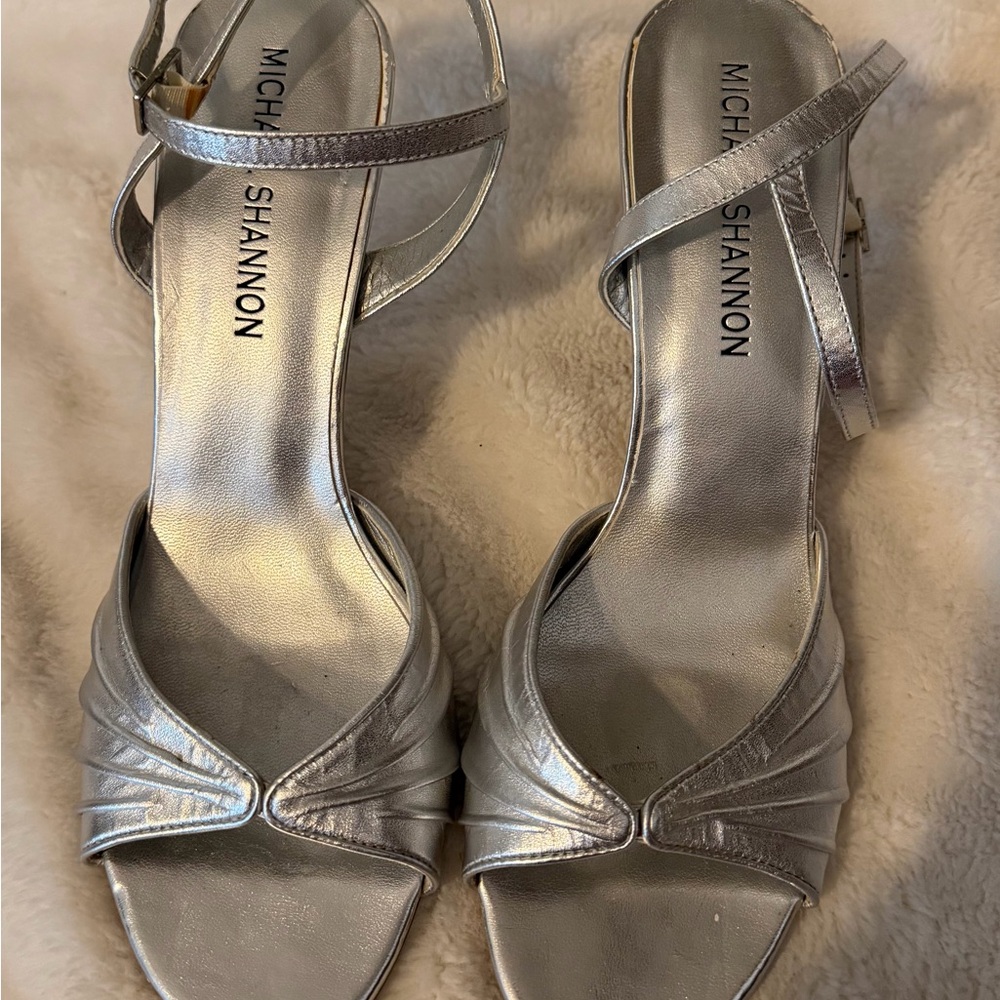 Michael Shannon Shimmering Silver Strappy Heels